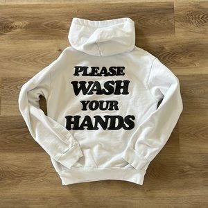 Talentless Medium White Hoodie Please Wash Your Hands